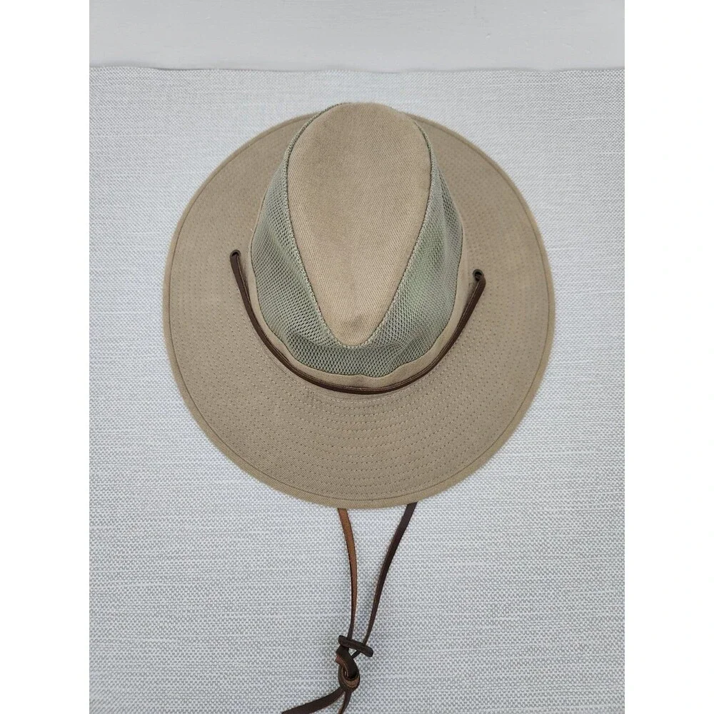 Dorfman Pacific Safari Mesh Cotton Outdoor Fishing Hat Green Taupe Men Small